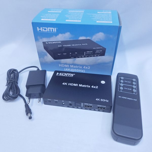 4k 4by 4 HDMI MATRIX 4 input 4output  with remote and charger
