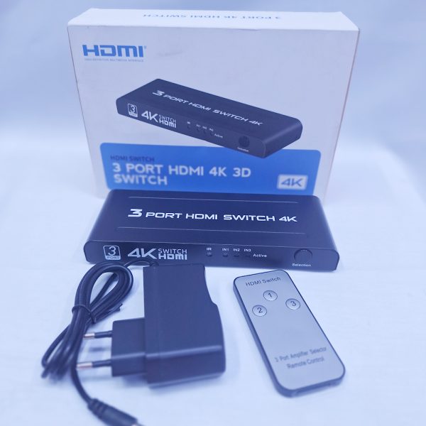 Powered Remote controlled 3 to 1 hdmi switch with remote 3 input 1 output