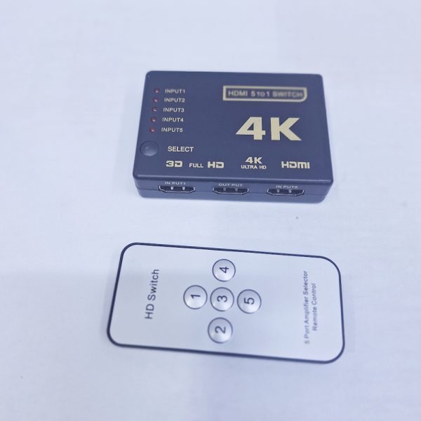 Remote controlled 5 to 1 hdmi switch with remote 5 input 1 output