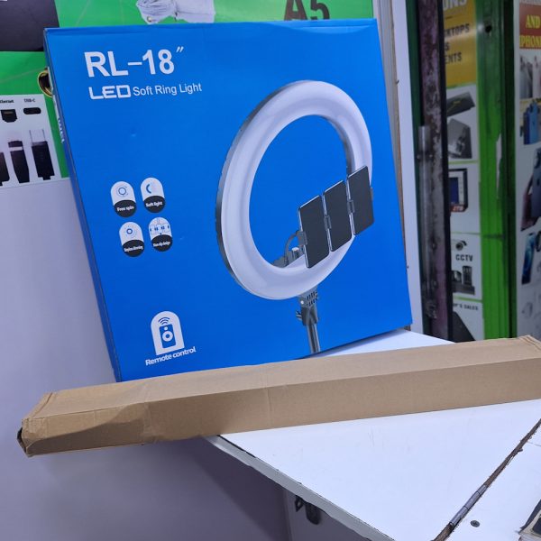 18 inch 3 mode ring light with 3 phone holder Bag, Remote and 2.2M tripod stand for livestream and pictures