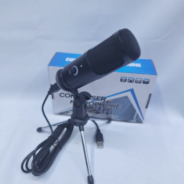 usb condenser studio microphone with tripod stand & voice control knob