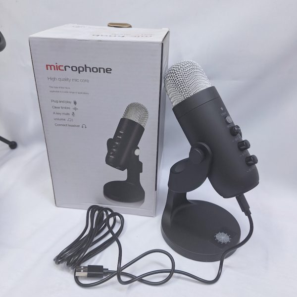 large diaphgram usb condenser studio microphone with tripod stand & voice , Echo, mute  knob and jack port