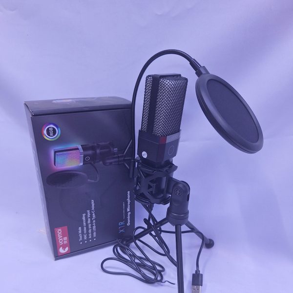 RGB usb condenser studio microphone with pop filter, tripod stand & voice , Echo, mute  knob and jack port