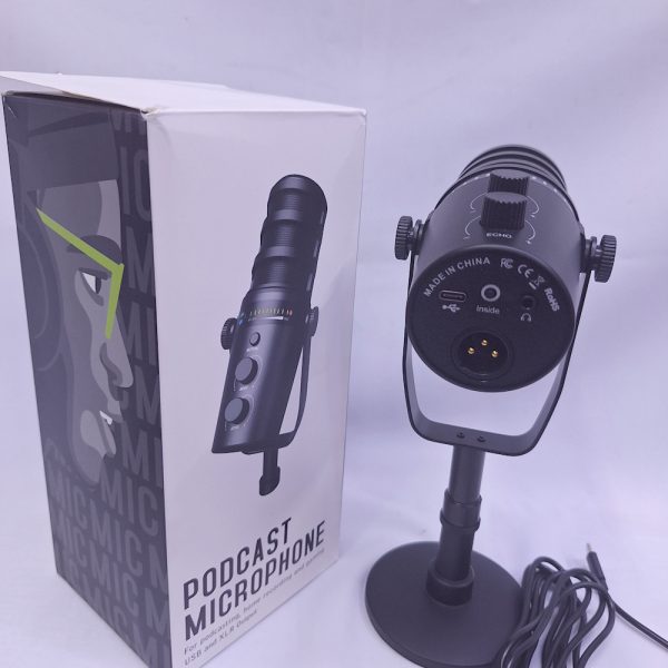 large diaphgram usb & XLR  condenser studio microphone with tripod stand & voice , Echo, mute  knob and jack port
