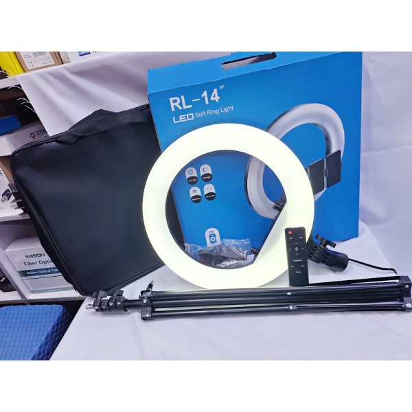 14 inch 3 mode ring light with 3 phone holder Bag, Remote and 2.2M tripod stand for livestream and pictures