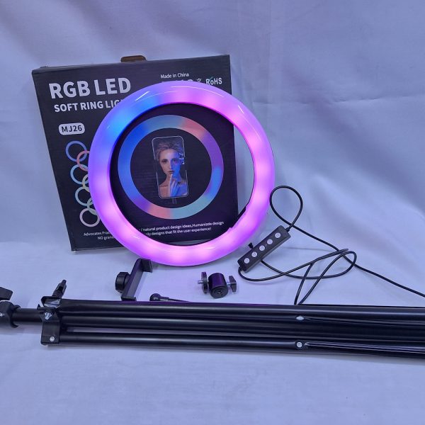 RGB 10 inch & 3 mode ring light with phone holder and 2.2M tripod stand for livestream and pictures