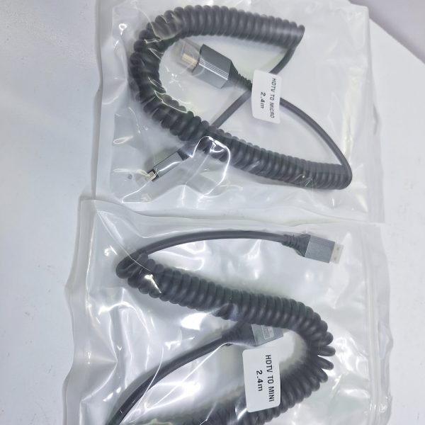 Spiral spring curl micro hdmi to hdmi cable 2.5m