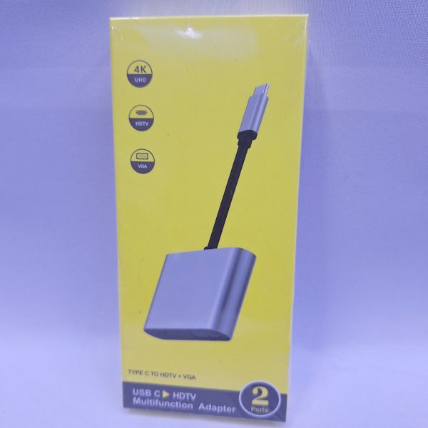 Type C hub  2 in 1 (Vga + hdmi port ) display