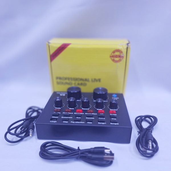 V8 Podcast recording sound card with 2 Microphone port, PC usb record, Phone jack record , Bluetooth connect, Inbuilt sound effects