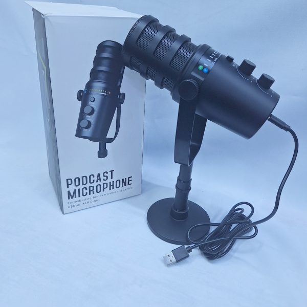 large diaphgram usb & XLR  condenser studio microphone with tripod stand & voice , Echo, mute  knob and jack port