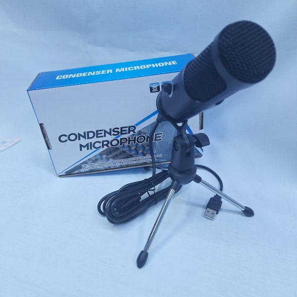 usb condenser studio microphone with tripod stand & voice control knob